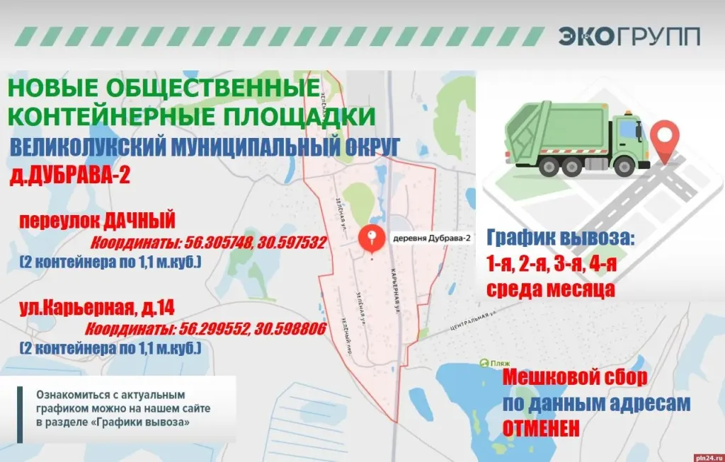 В деревне Дубрава-2 под Великими Луками поставили новые контейнеры для мусора