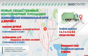 В деревне Дубрава-2 под Великими Луками поставили новые контейнеры для мусора